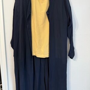 3 piece Day Lili vintage 100% Silk Set- long coat, blouse and pants-Large